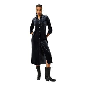 NWT Wrangler Women Western Shirt Dress Velvet Size M Black Blue
